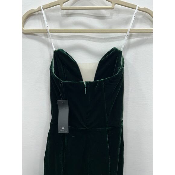 NWT Lulus Womens My Dream Come True Maxi Dress Velvet Strapless Green Size XXS - Picture 6 of 10